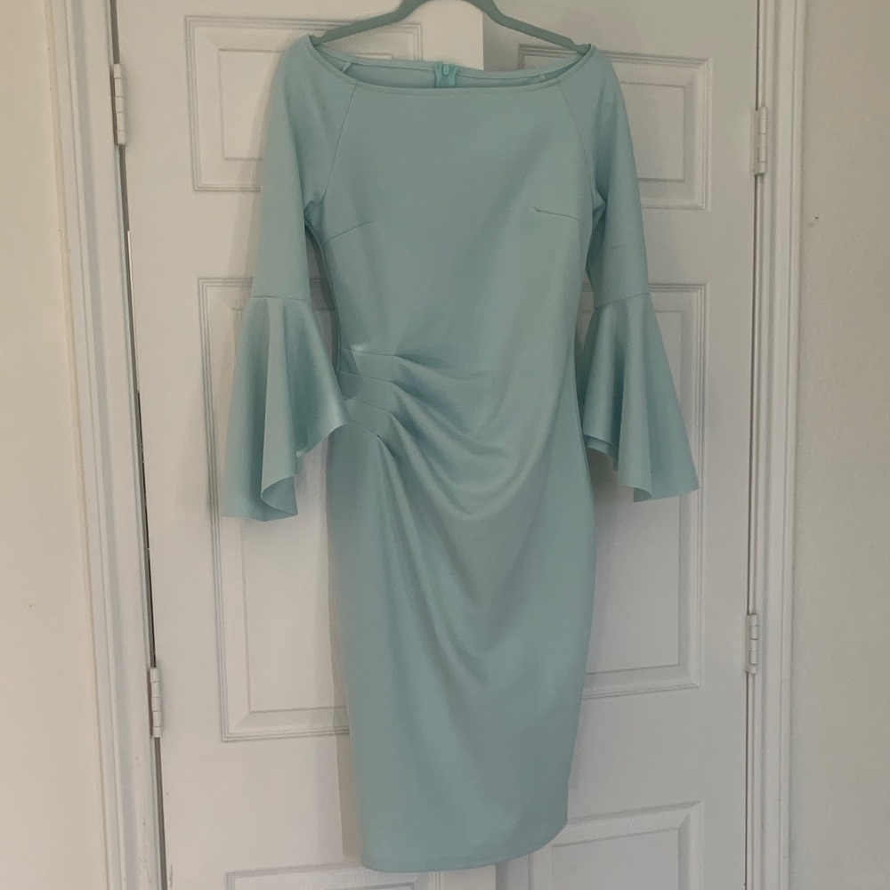 Chic Light Blue Long Sleeve Dress